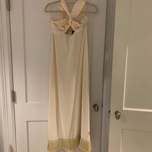 Johanna Ortiz Never Worn White dress with Raffia Fringe- Tags Still on